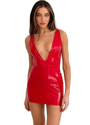 Лаковане плаття з сексуальним декольте «кудзарна емілія» d&a, xxxl, червоне