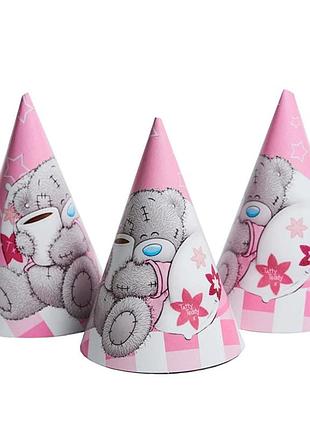 Колпак праздничный "мишка" розовый 7003-0025, 15см, в упаковке 20 шт