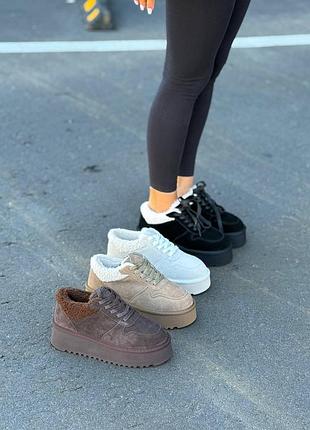 Зимние кеды (ботинки) на платформе натуральная замша. 4 кольори