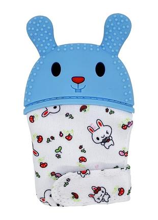 Прорезыватель-перчатка "зайка" mgz-0404(blue) на липучке