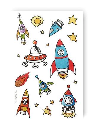 Набір тимчасових татуювань "ракети" ws-a182 різнокольорові