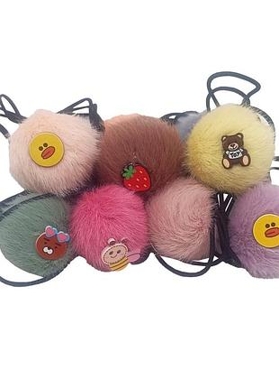 Детская резинка для волос "меховые шарики" 0108-724, 10 штук