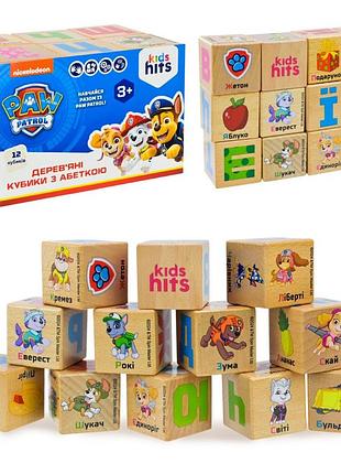 Дитячий набір дерев'яних кубіків "paw patrol" kh20/046 розмір 4 см