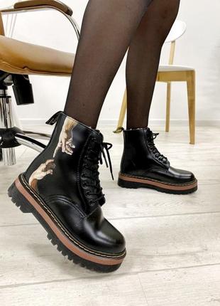Ботинки зимние с мехом dr. martens jadon fur print черевики1 фото