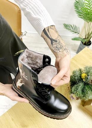 Черевики зимові з хутром dr. martens jadon fur print черевики3 фото