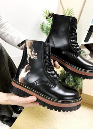 Черевики зимові з хутром dr. martens jadon fur print черевики5 фото