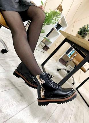 Черевики зимові з хутром dr. martens jadon fur print черевики8 фото