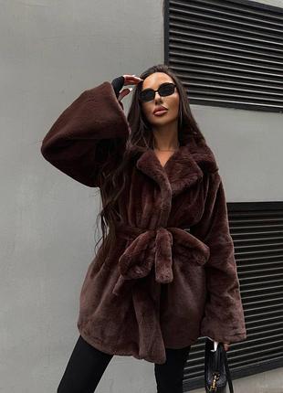 Шубка мутон женская до -5 с поясом, шуба из мутона