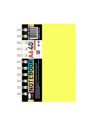 Блокнот а6 ап-1510(yellow) 40 листов, пружина боковая