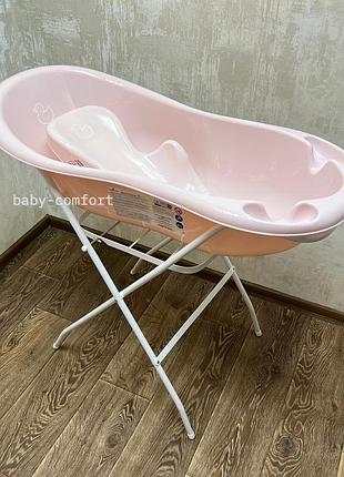 Комплект детская ванночка 102см "уточка" розовая (tega baby) 3 единицы