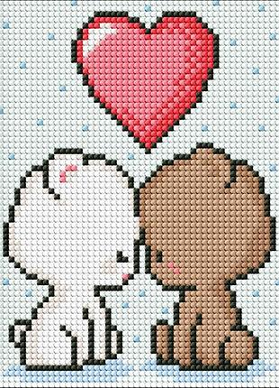 Алмазная мозаика без подрамника для детей "влюбленные мишки" amm1034, 15х20 см