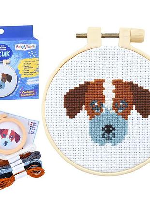 Набор для вышивания крестиком "песик" m5867ua пяльца размер 9,5 см