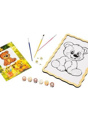 Картина по номерах "ведмедик" puz-22942 формат а4 пензлик, фарби, кріплення для стіни