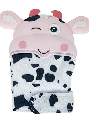 Прорезыватель-перчатка "коровка" mgz-0405(pink) на липучке