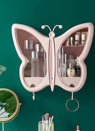 Органайзер-полиця для косметики "метелик" (рожевий) (w-32)