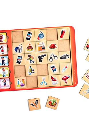 Деревянный пазл-вкладыш "ассоциации-профессии" (псд073) psd073