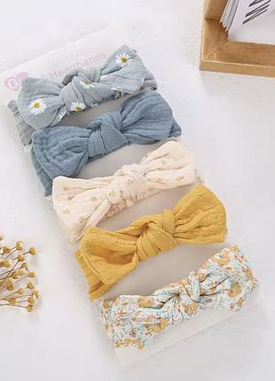 Набір повʼязок на голову бантик 0-6 місяці