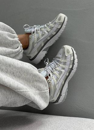 Женские кроссовки nike p-6000 white silver кожаные с сеткой найк п6000 хит продаж!
