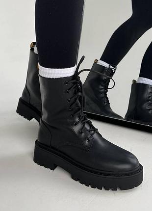 Кожаные ботинки на флисе celine boots black leather кожаные утепленные ботинки