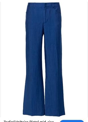 Расклешенные брюки zadig&voltaire темно-синего цвета из смесового льна.