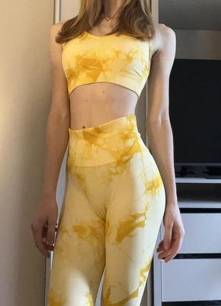 Спортивний костюм жіночий жовтий xs-s (лосини+топ)