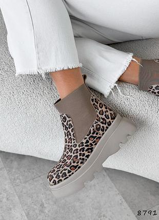 Демисезонные кожаные леопардовые челси распродаж 23,5 см