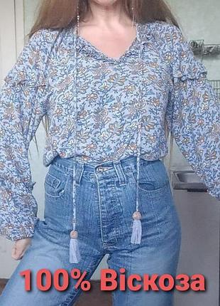 Бохо-блуза mantaray. этно туника, 100% вискоза
 размер eu 40, цветочный принт