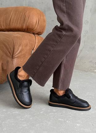 В наявності зимові анатомічні лофери натур шкіра чорні 36-41п