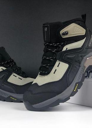 Теплые кроссовки мужские salomon bsdx высокие хаки с черным термо соломон осень зима
