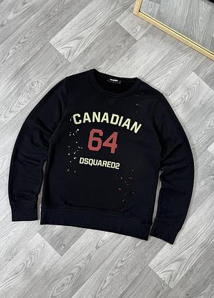 Dsquared2 canadian 64 sweatshirt мужская кофта свитшот черный с принтом десккорд соп худи оригинал