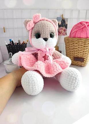 Игрушка котик, вязаная киса, плюшевый котик, подарок для ребенка, вязаная игрушка