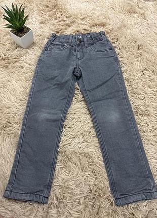 Сірі дитячі джинси на утеплені