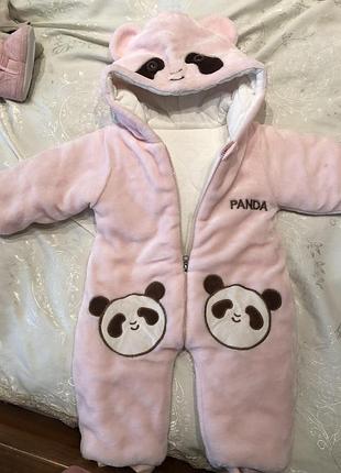 Плюшевий комбінезон панда , 6-9 міс, ідеальний стан - нової речі