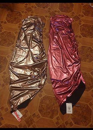 Платье блестящее фольга, масло, металлик