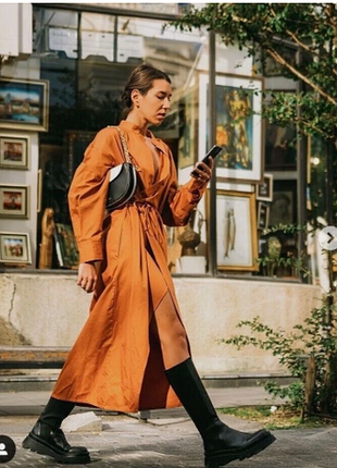 Хлопковое миди платье на запах zara