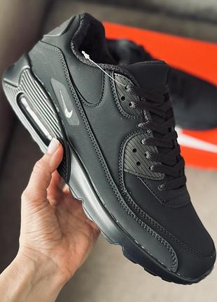 Nike air max 90 all black winter кросівки чоловічі зимові найк аир макс 90 зима