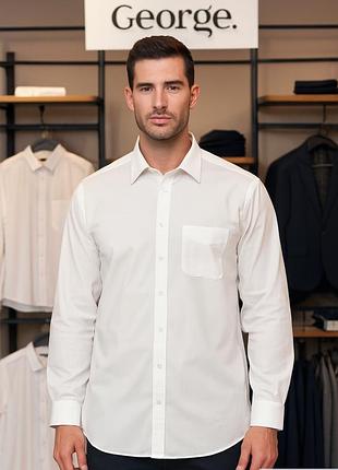 Рубашка мужская george белая размер 4xl полиэстер хлопок нова
