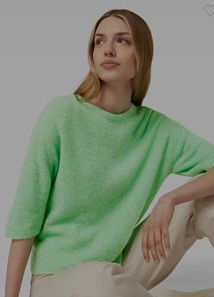 Свитер на короткий рукав светло-зеленый с содержанием мохера и шерсти opus