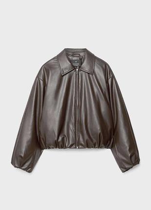 Куртка-бомбер stradivarius зі штучної шкіри, xs