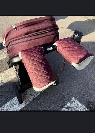 Зимовий конверт трансформерив люльку+муфти на руки