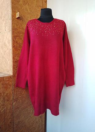 Брендовое акриловое платье миди свитер большого размера