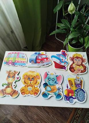 Пазлы мягкие pladi toys 8 штук животного транспорт