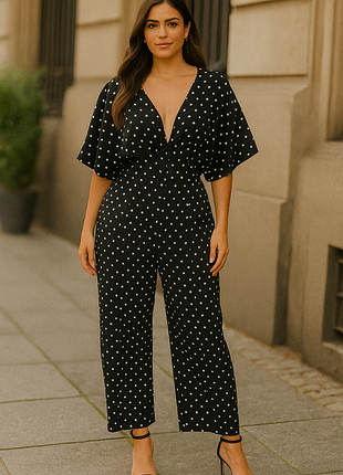 Черный комбинезон меди в горошек от asos