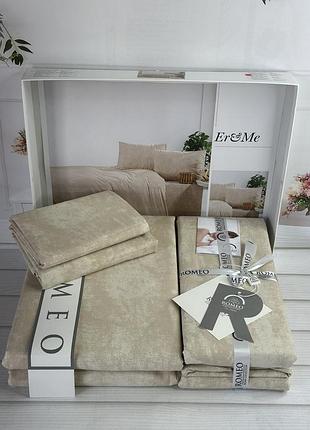 Поплин. евро размер. постельное белье из натурального хлопка. евро размер. однотоный, беж. турция. erme