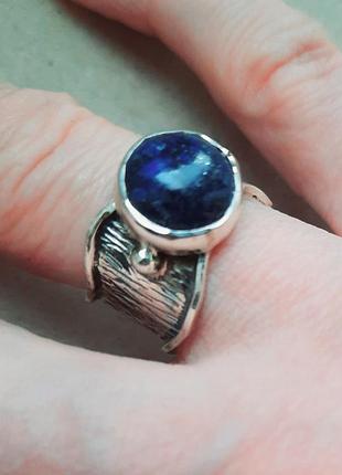 Дизайнерское серебряное 925 кольцо кольца с натуральным лазузитом