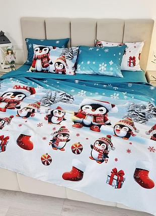 Новогодний набор постельного белья с пингвинами