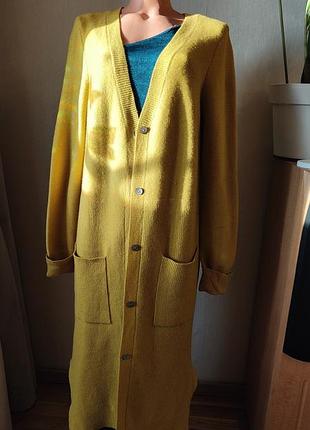 Довгий гірчичний кардиган edc - теплий, стильний, як обійми осені