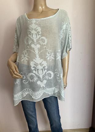 Итальянская бутиковая хлопковая туника в стиле бохо оверсайз