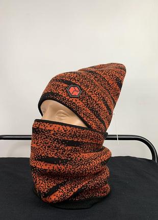 Зимняя шапка и баф на подростка