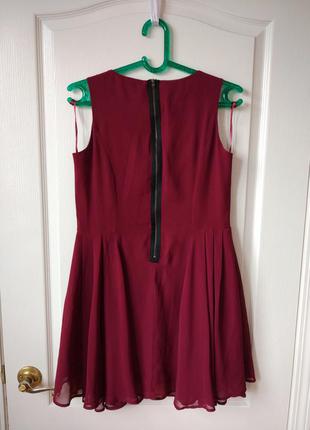 Шикарне коктейльне плаття з намистом кольору #марсала2 фото